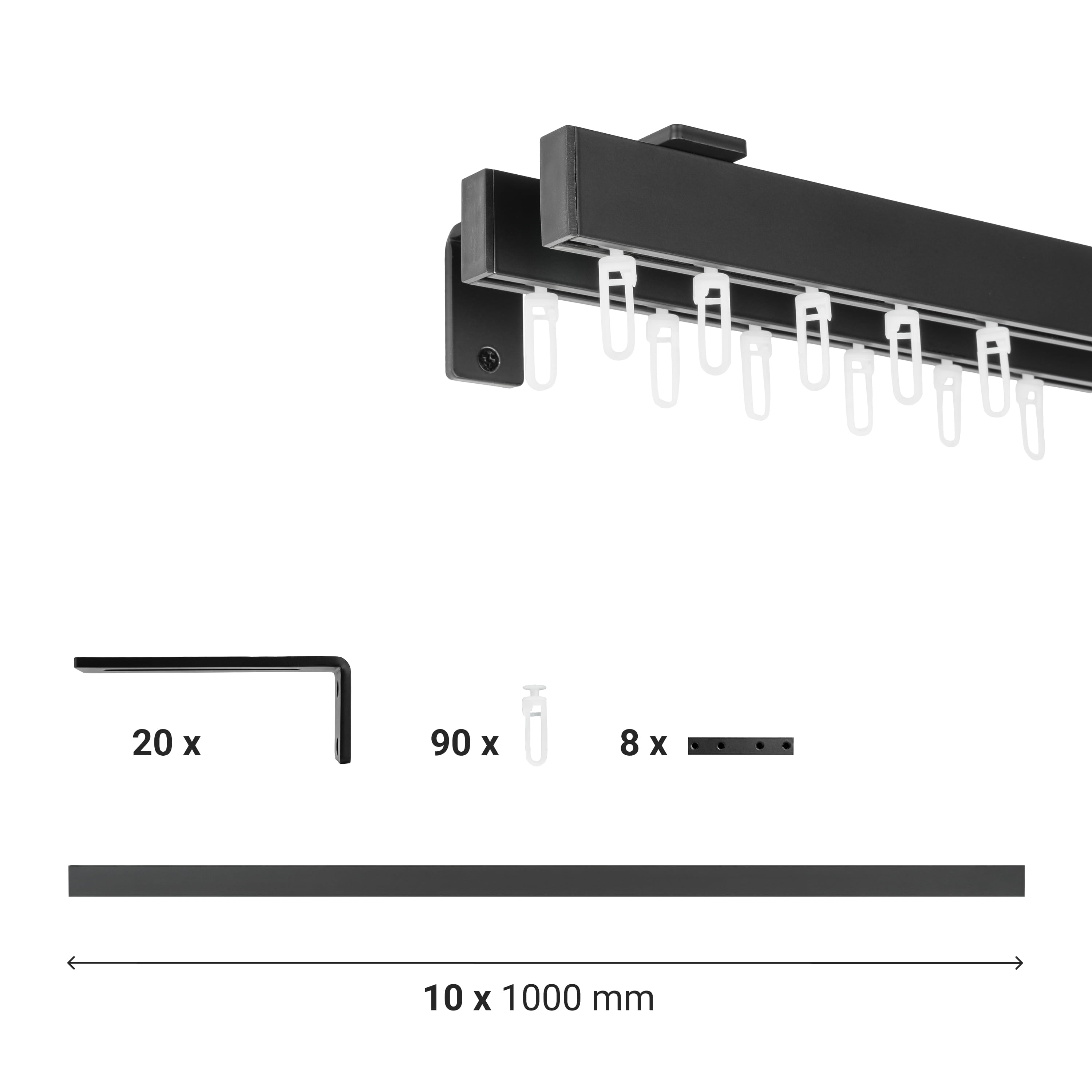 SQUARE Double-Track Curtain Rail
