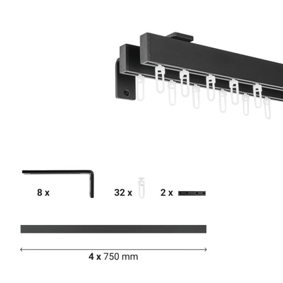SQUARE Double-Track Curtain Rail