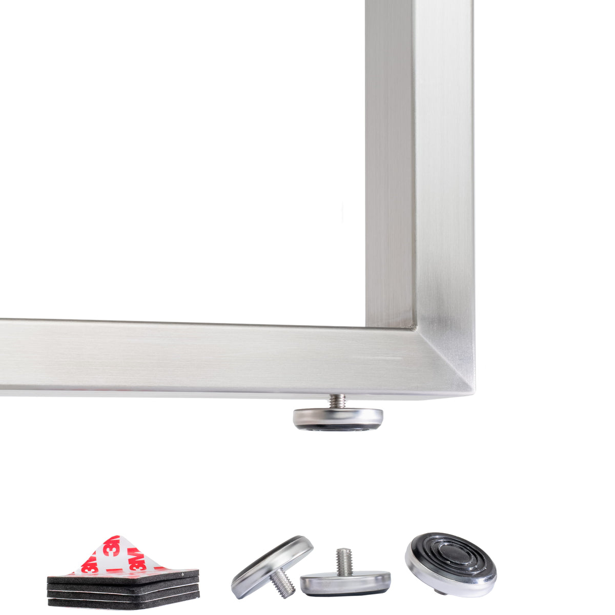 Set of 2 furniture runners RECHTECK - stainless steel