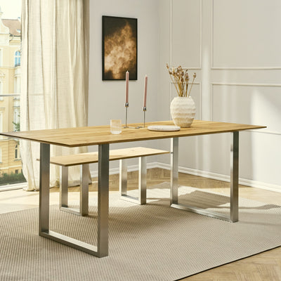 Set of 2 furniture runners RECHTECK - stainless steel