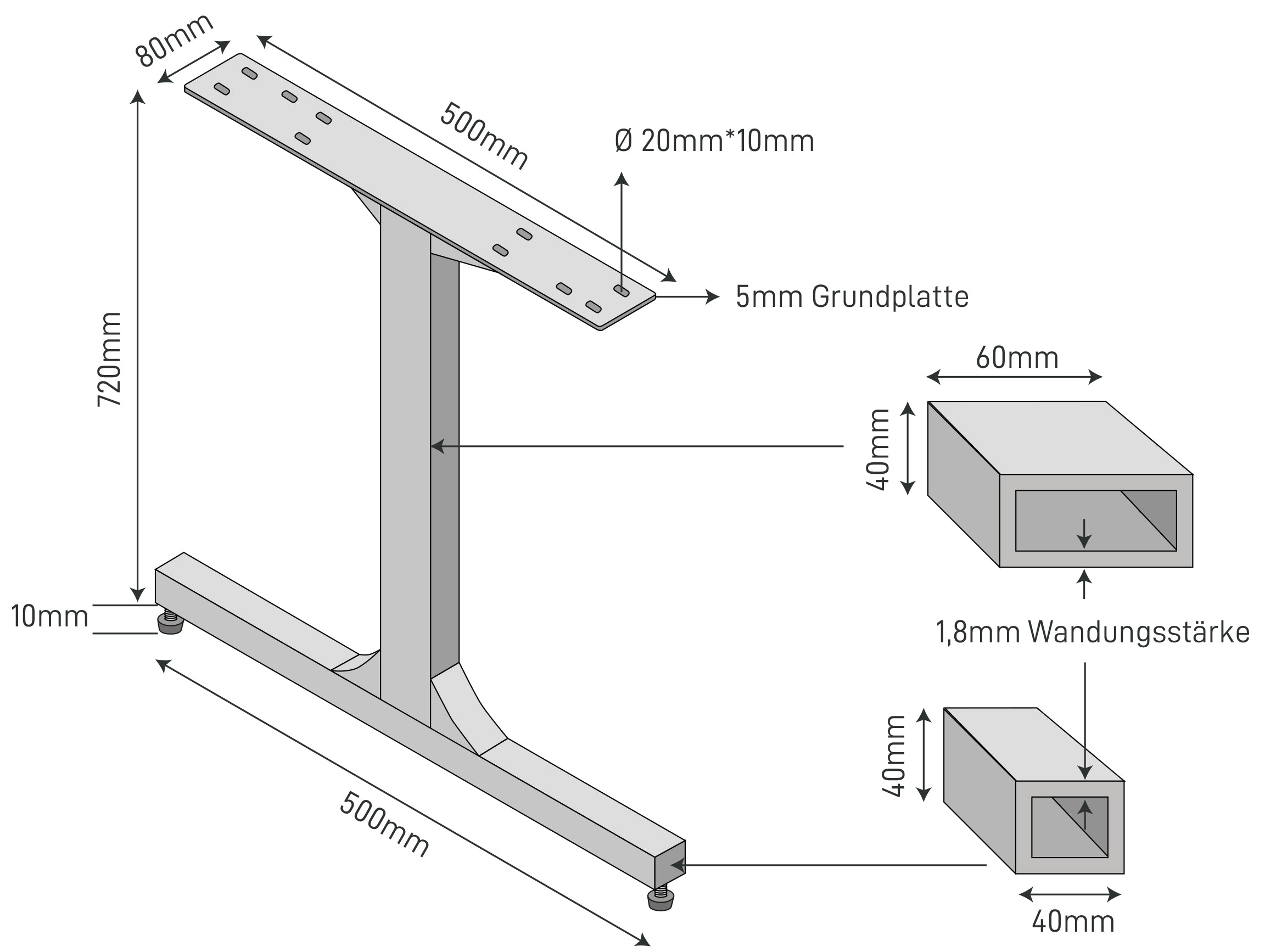 De afmetingen