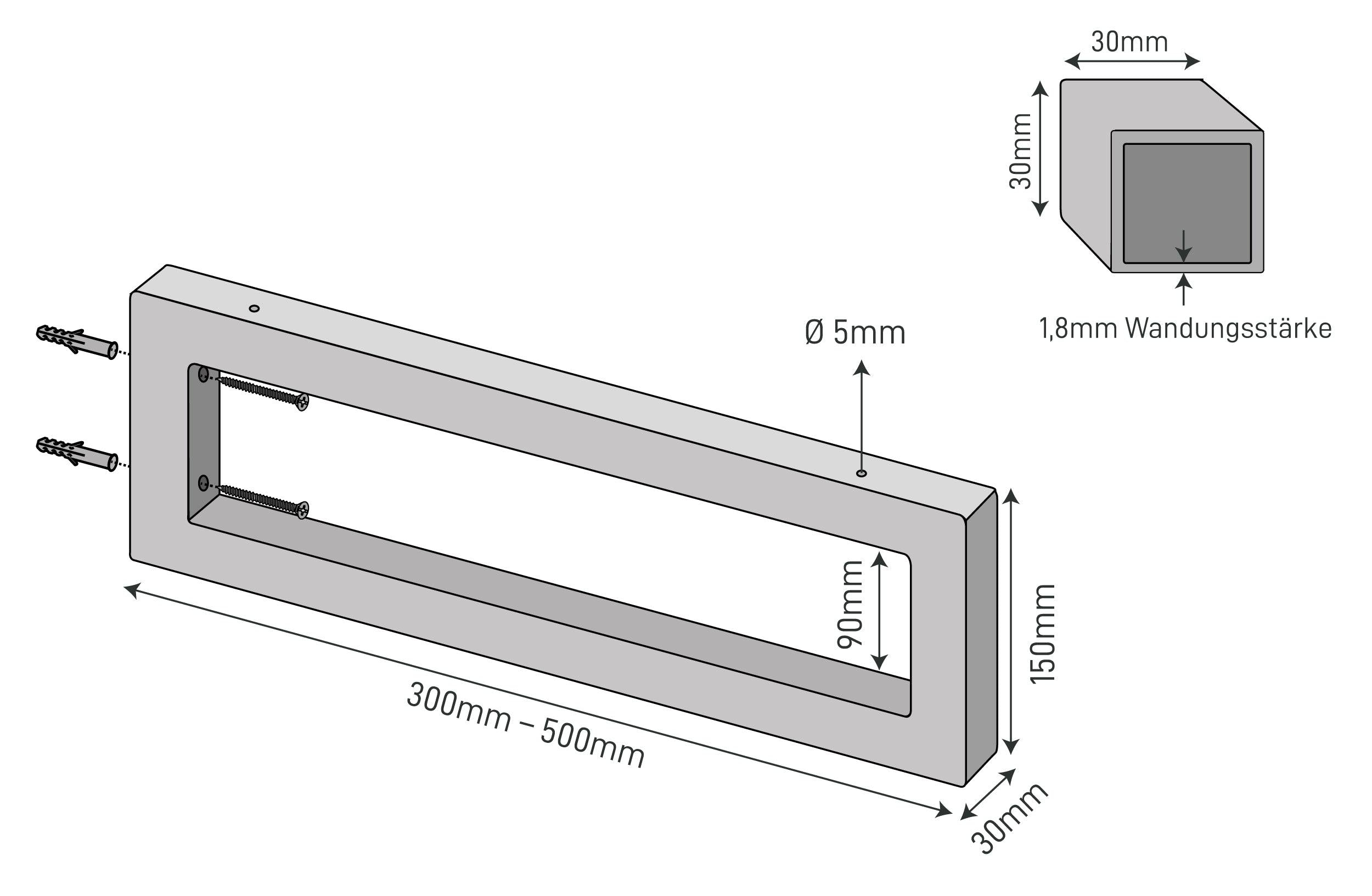 Set of 2 wall brackets RECHTECK